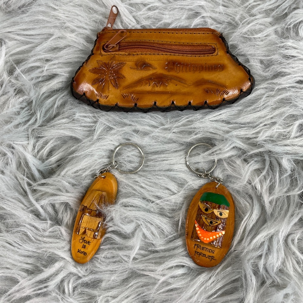 Leather coin purse/ key chain set